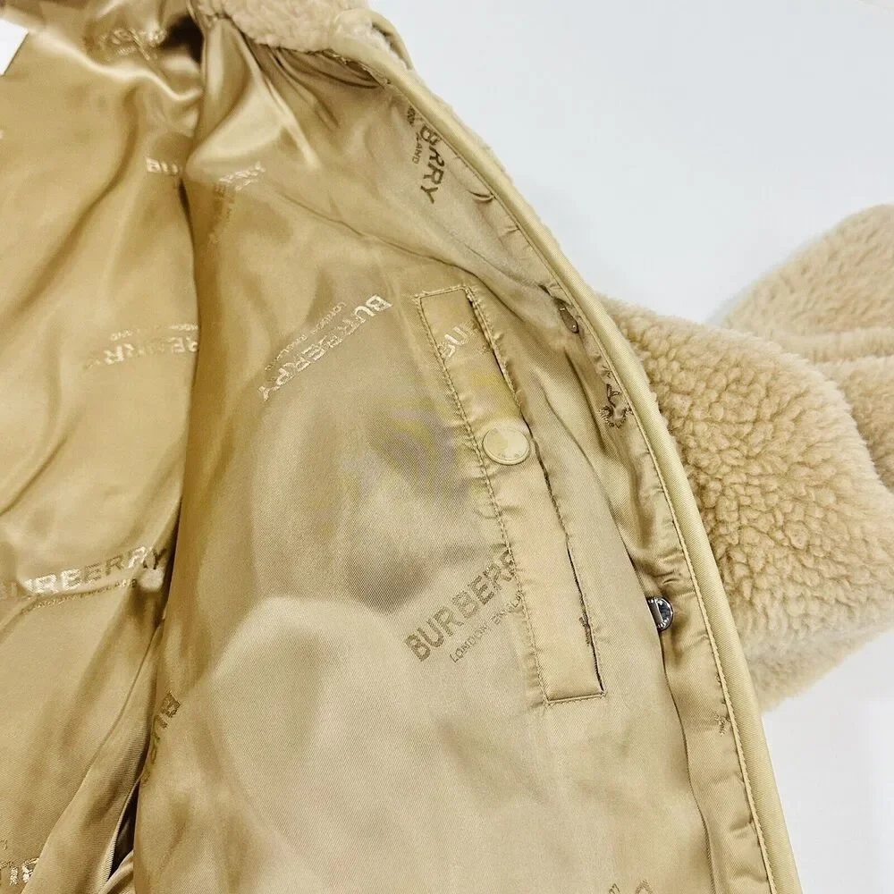 Burberry Kettlewell Size 8 Wool Cashmere Honey Teddy Fleece Jacket NWT $1,790